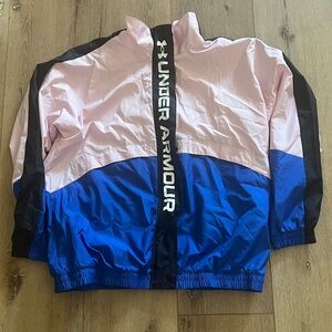 Under Armour Sz L Women's Rush WovenJacket Pink Blue Black